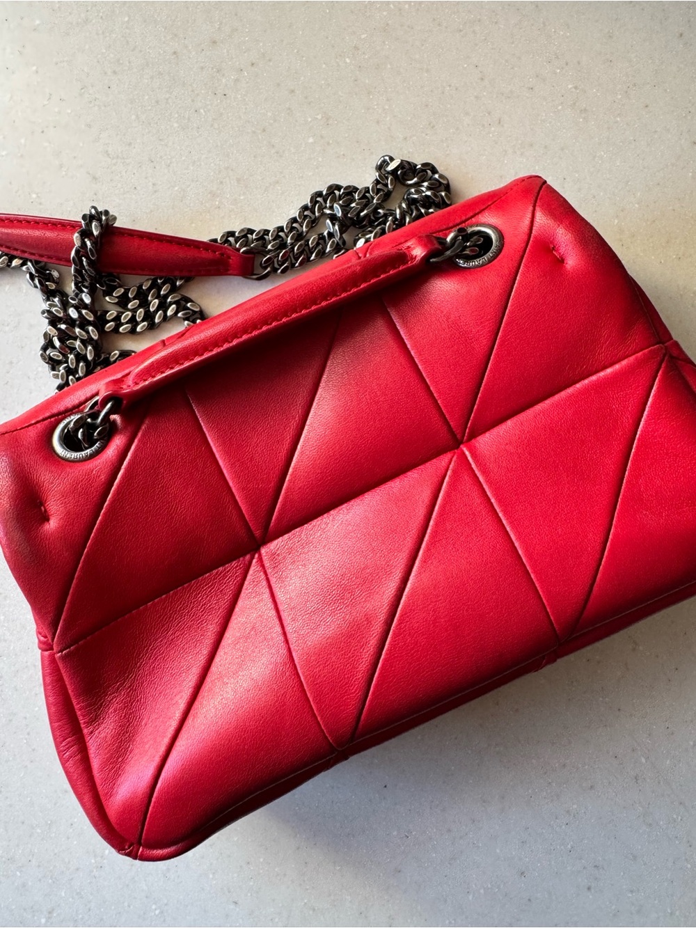 Saint Laurent Red Quilted Leather Chain Shoulder Bag - Picture 7 of 10